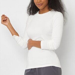 Stylus Women's Crew Neck Long Sleeve White TShirt - NWT Size L